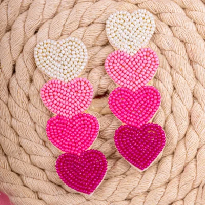 Fabric Heart Shaped Drop Earrings - Image 2